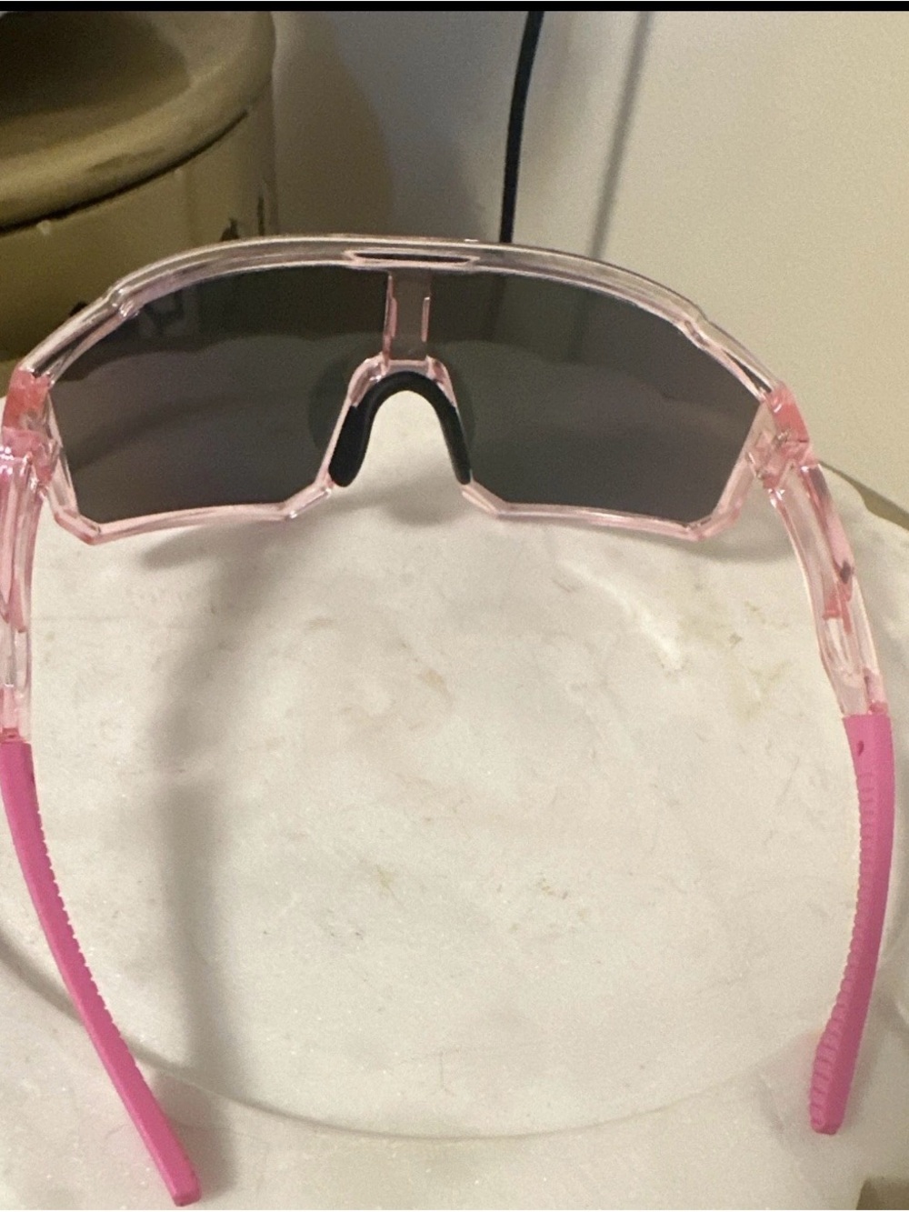 Pink Shield Visor Sunglasses with Iridescent Lens - Picture 3 of 5
